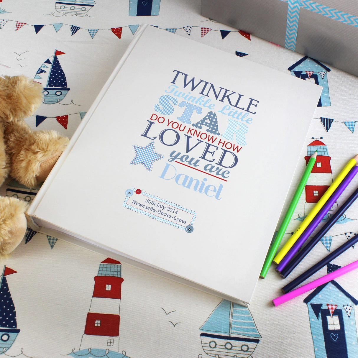 Personalised Twinkle Boys Traditional Photo Album - Shop Photo Albums At Gift Moments - 1