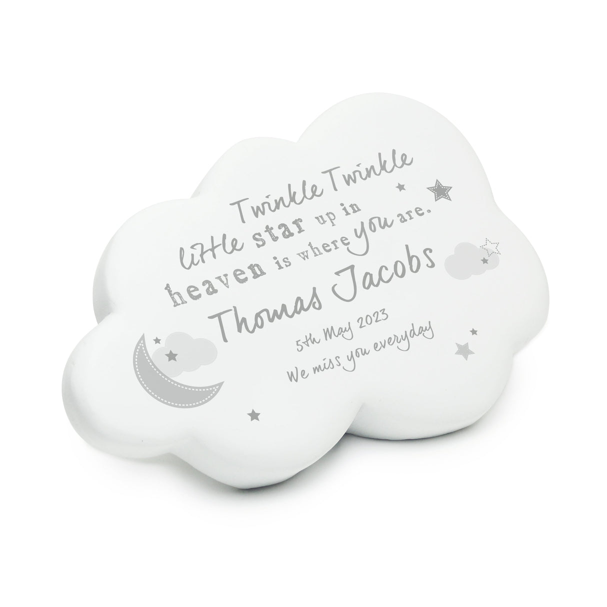 Personalised Twinkle Twinkle Resin Memorial Cloud: 5 - Memorials By Gift Moments