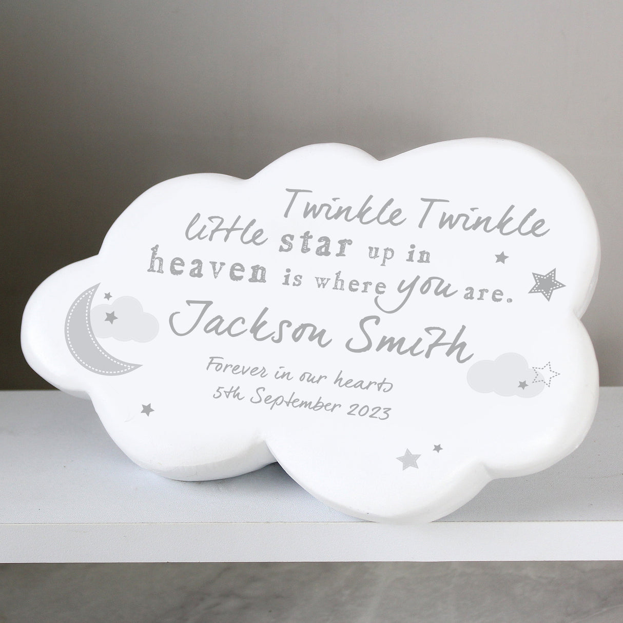 Personalised Twinkle Twinkle Resin Memorial Cloud: 6 - Memorials By Gift Moments