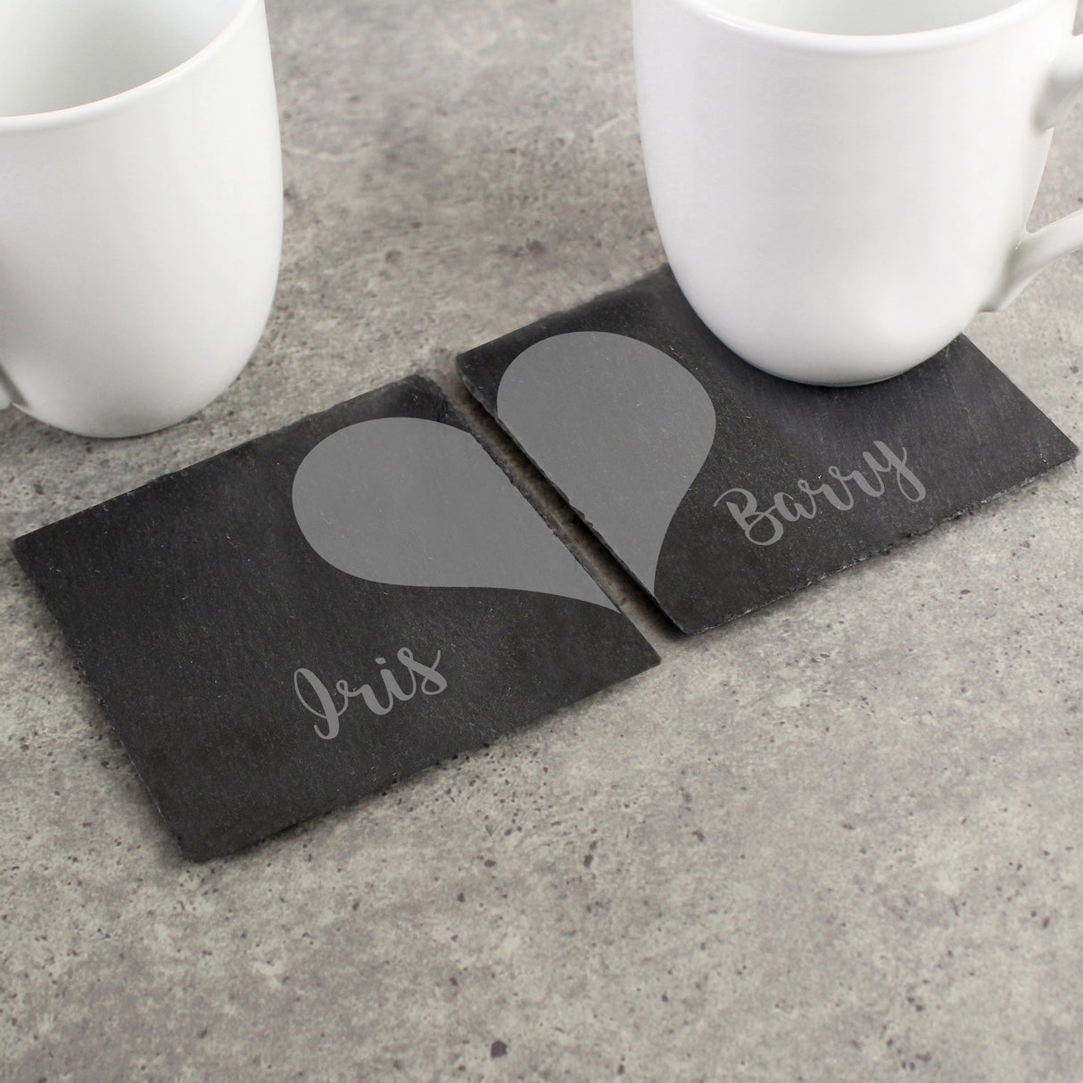 Personalised Two Hearts Slate Coaster Set: 2 - Coasters By Gift Moments