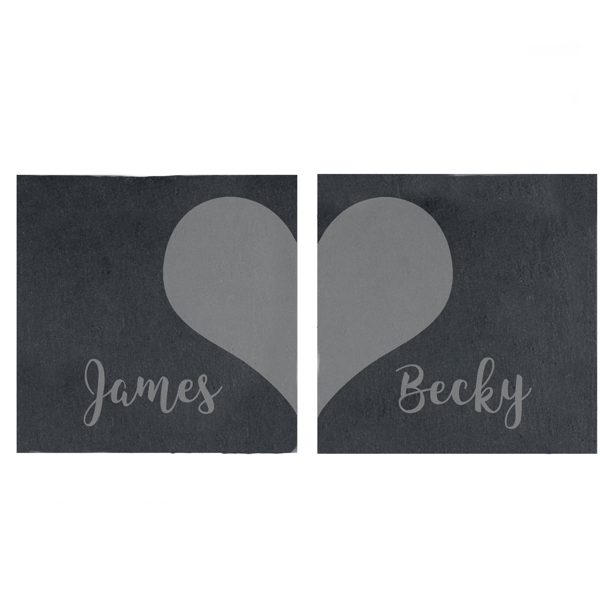 Personalised Two Hearts Slate Coaster Set: 3 - Coasters By Gift Moments
