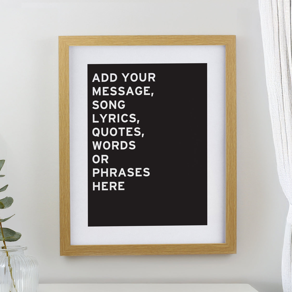 Personalised Typography Framed Prints: 1 - Oak - Framed Prints By Gift Moments