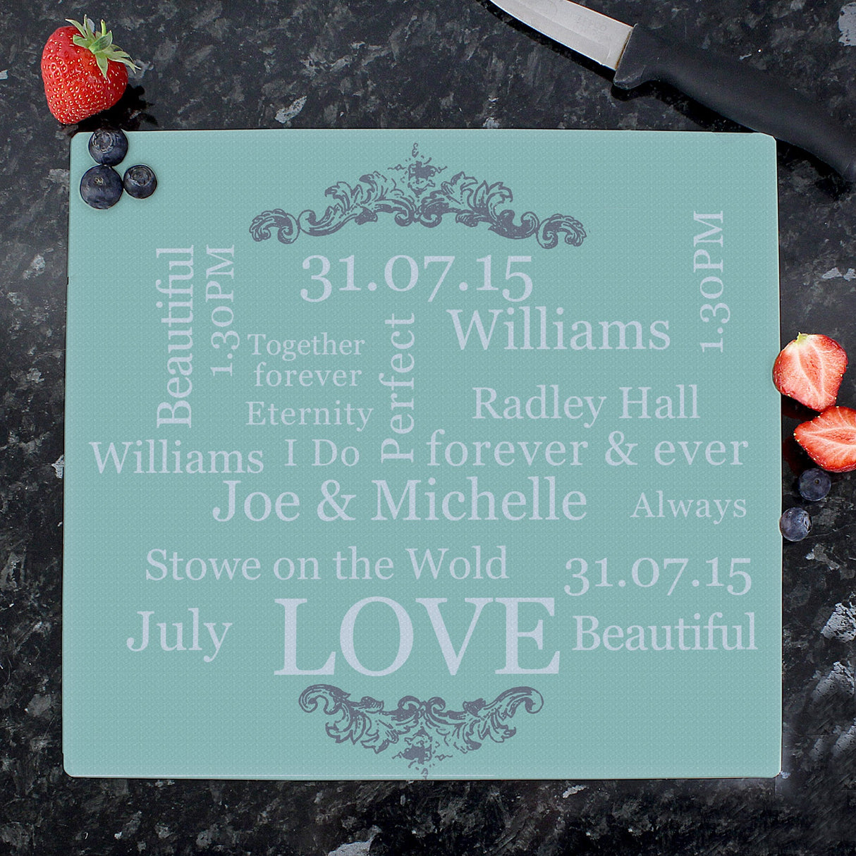 Personalised Typography Glass Chopping Board/Worktop Saver: 3 - Chopping Boards By Gift Moments