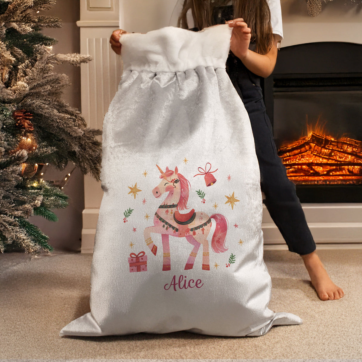 Personalised Unicorn Christmas Sack: 3 - Christmas Sacks By Gift Moments