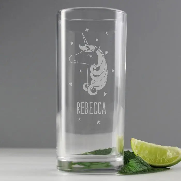 Personalised Unicorn Engraved Hi Ball Glass - Shop Highball Glasses At Gift Moments - 3