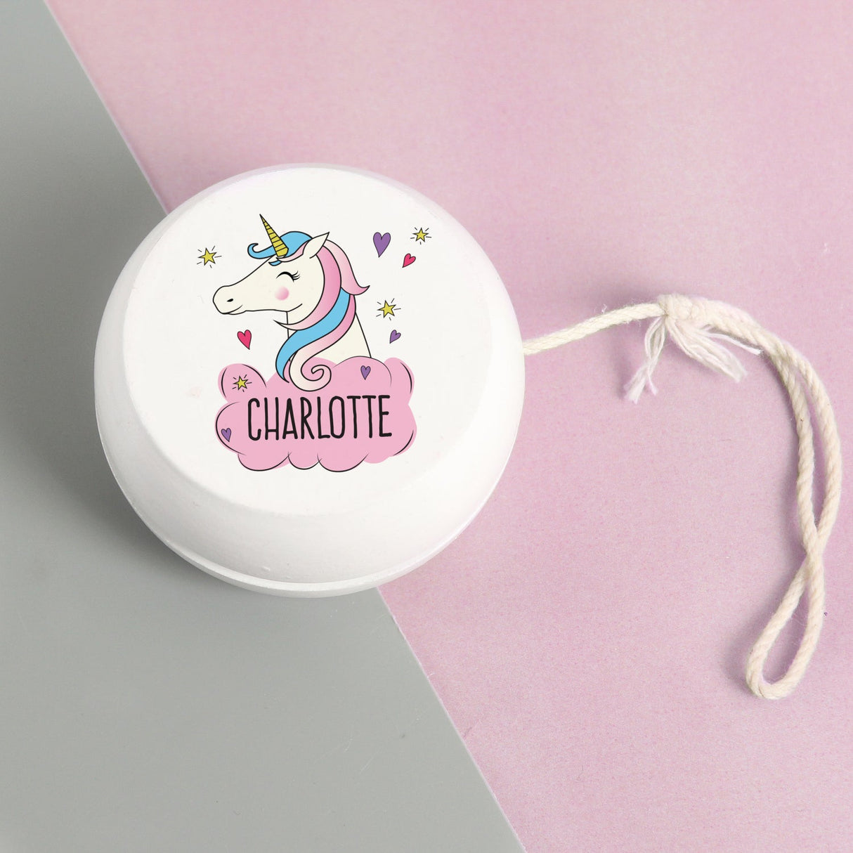 Personalised Unicorn White Wooden Yoyo: 1 Toys By Gift Moments