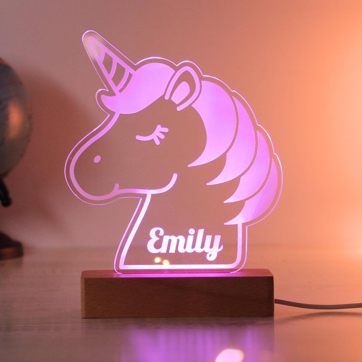 Personalised Unicorn Wooden Based LED Light: 8 - LED Lighting By Gift Moments