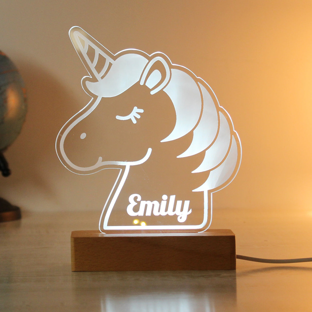 Personalised Unicorn Wooden Based LED Light: 2 - LED Lighting By Gift Moments
