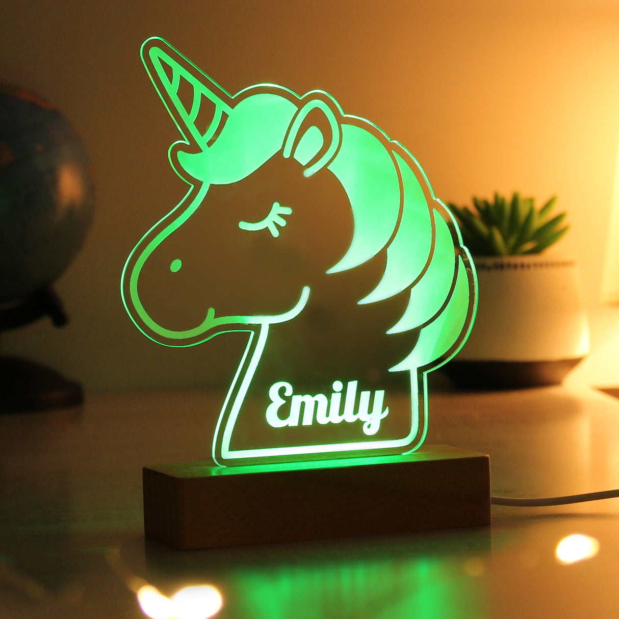 Personalised Unicorn Wooden Based LED Light: 6 - LED Lighting By Gift Moments