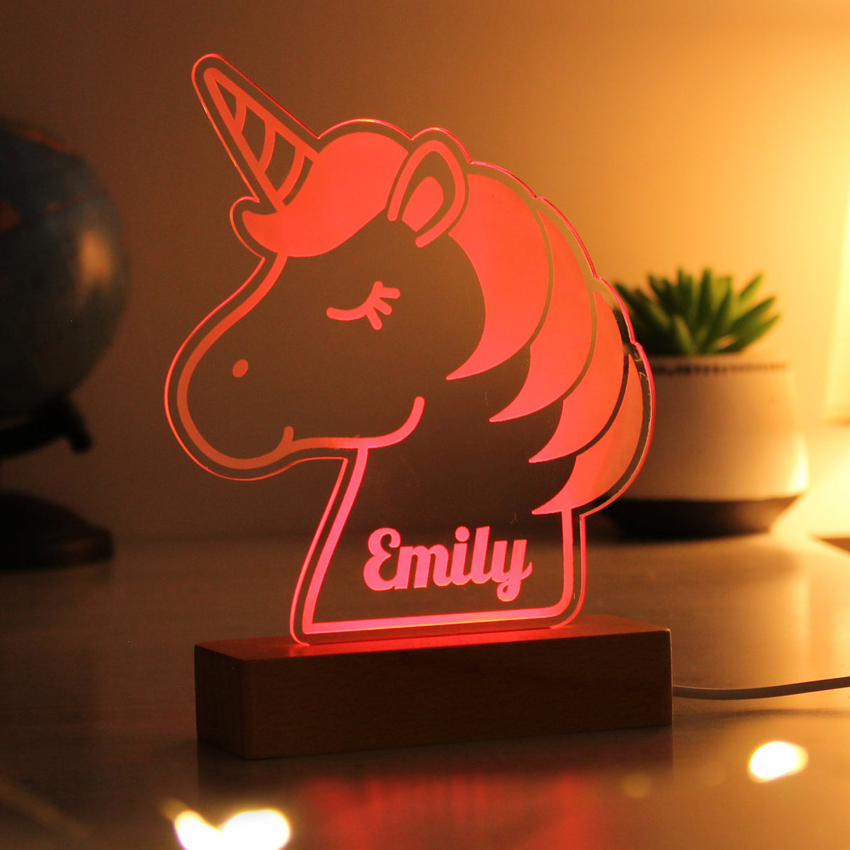 Personalised Unicorn Wooden Based LED Light: 7 - LED Lighting By Gift Moments