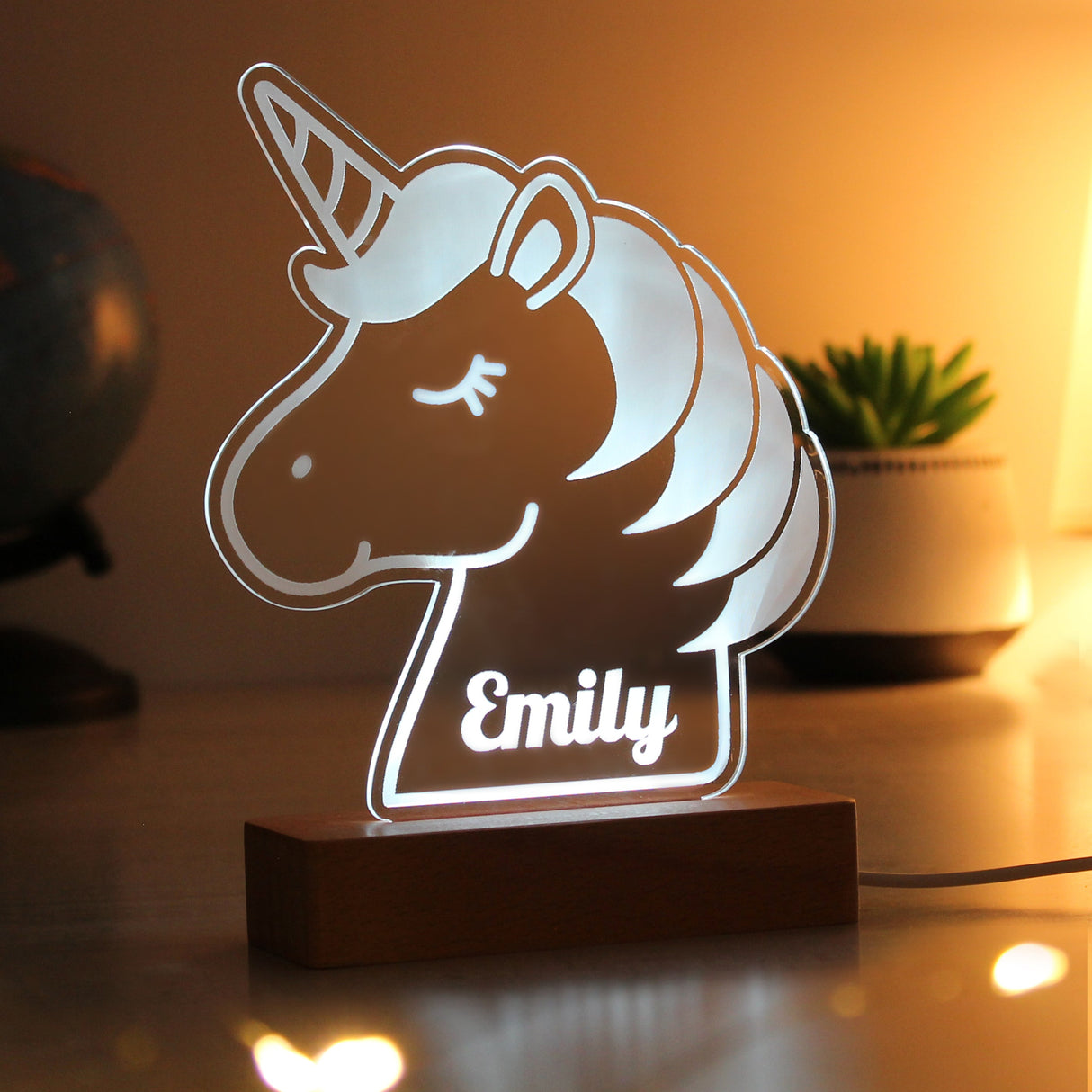 Personalised Unicorn Wooden Based LED Light: 9 - LED Lighting By Gift Moments