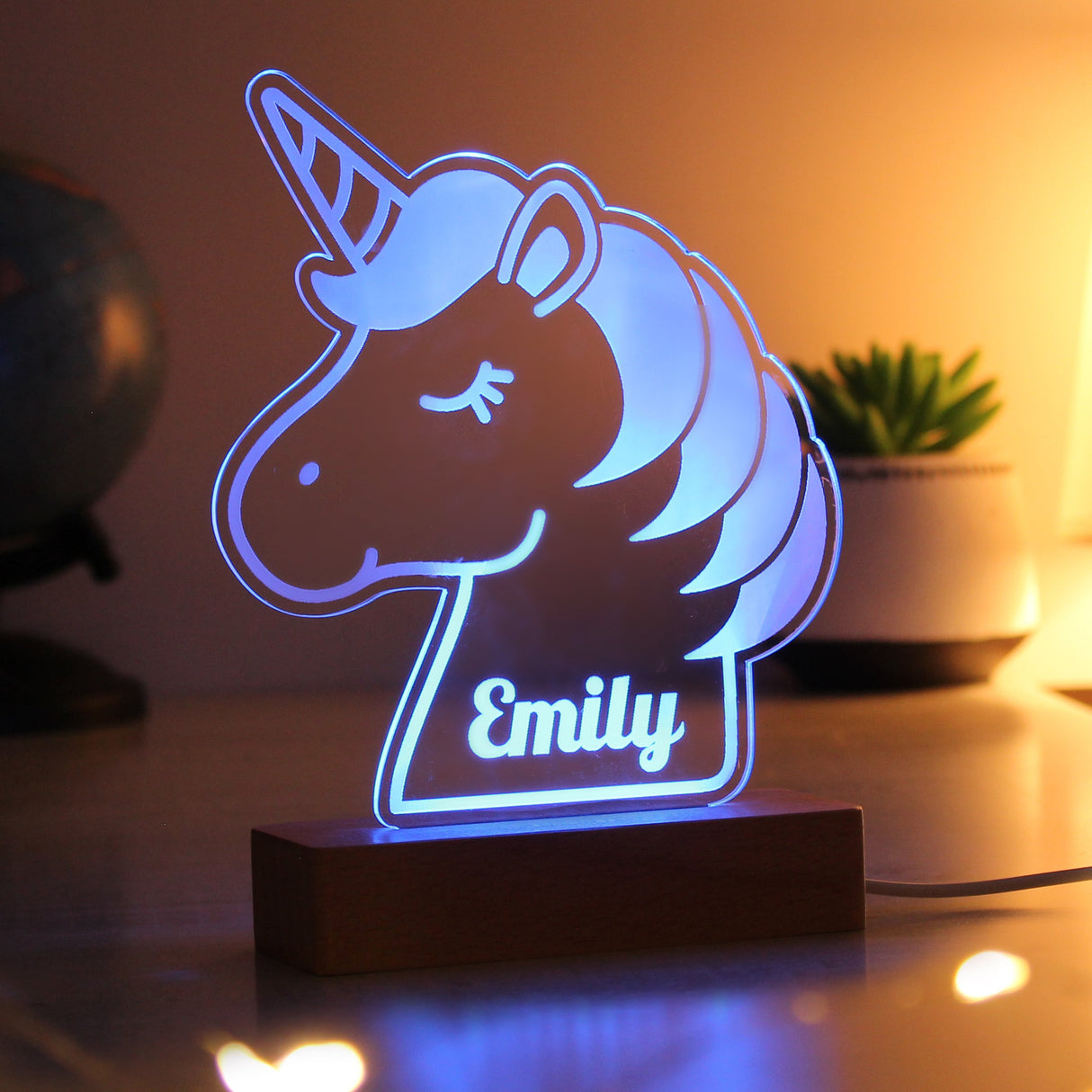 Personalised Unicorn Wooden Based LED Light: 5 - LED Lighting By Gift Moments