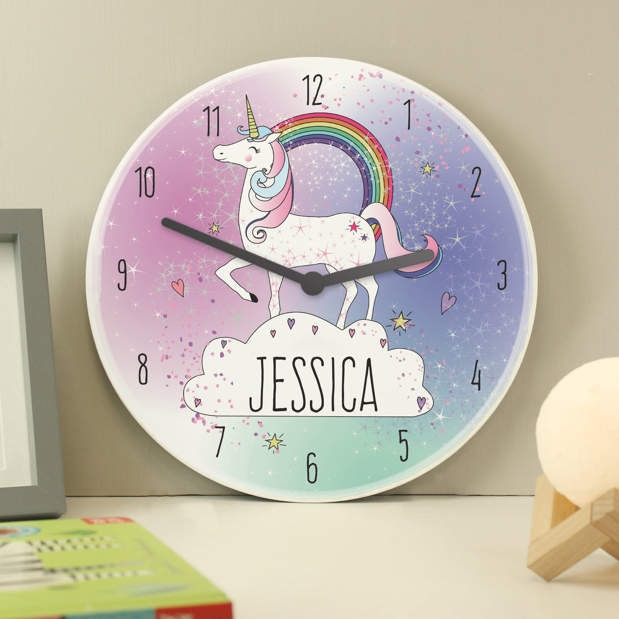 Personalised Unicorn Wooden Clock: 4 - Clocks By Gift Moments