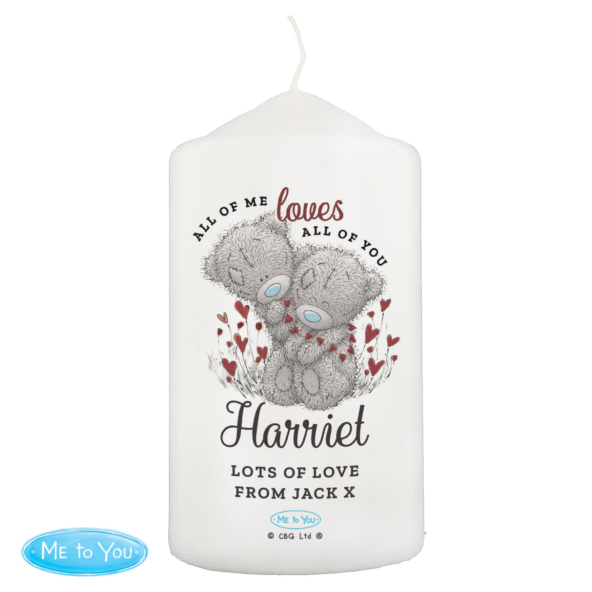 Personalised Me to You Valentine Pillar Candle - Shop Candles At Gift Moments - 3