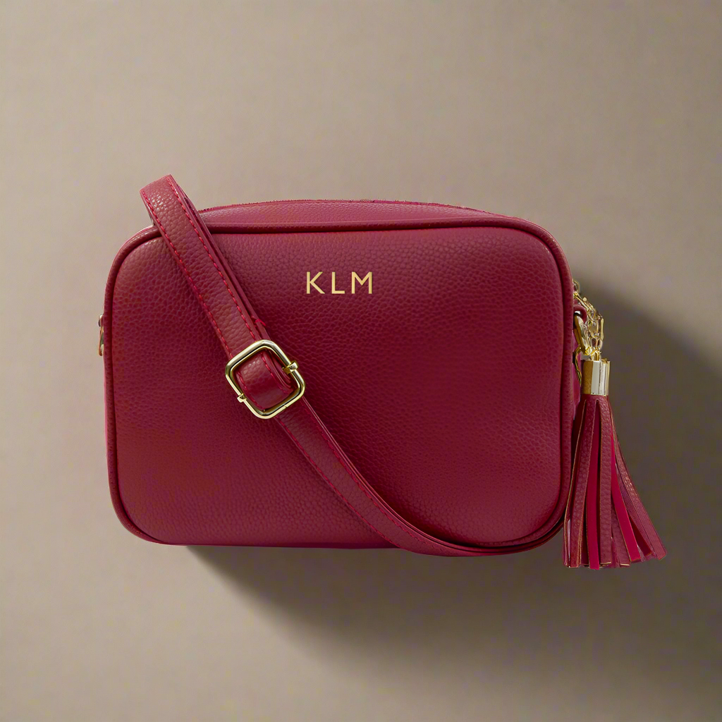 Personalised Vegan Leather Crossbody Bag in Red - Shop Bags & Purses At Gift Moments - 1