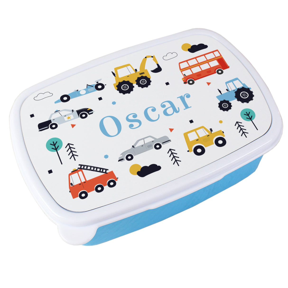 Personalised Vehicles Name Only Blue Lunch Box: 5 - Lunch Boxes & Bags By Gift Moments