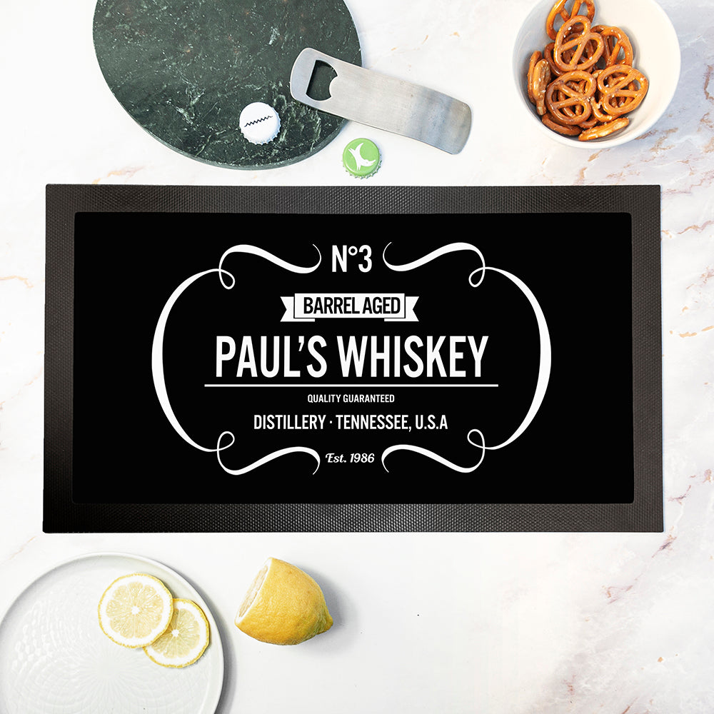 Personalised Vintage Whiskey Bar Mats: 1 - Black - Barware By Gift Moments