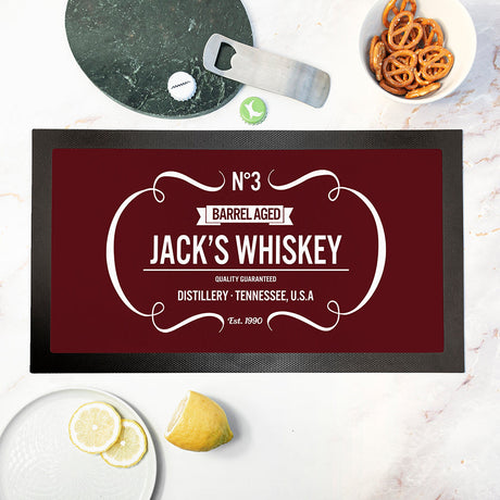 Personalised Vintage Whiskey Bar Mats: 2 - Burgundy - Barware By Gift Moments