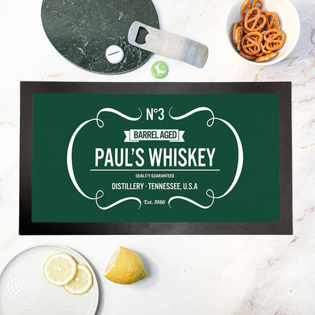 Personalised Vintage Whiskey Bar Mats: 3 - Green - Barware By Gift Moments