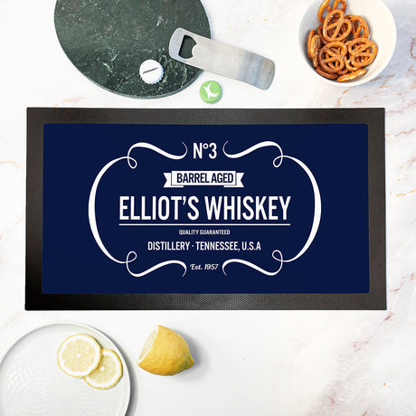 Personalised Vintage Whiskey Bar Mats: 4 - Navy - Barware By Gift Moments