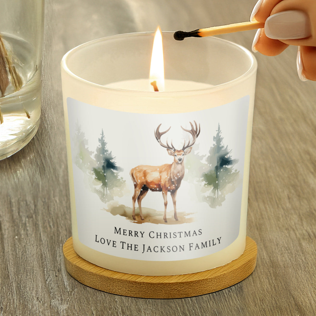 Personalised Watercolour Stag Candle Jar: 2 - Candles By Gift Moments