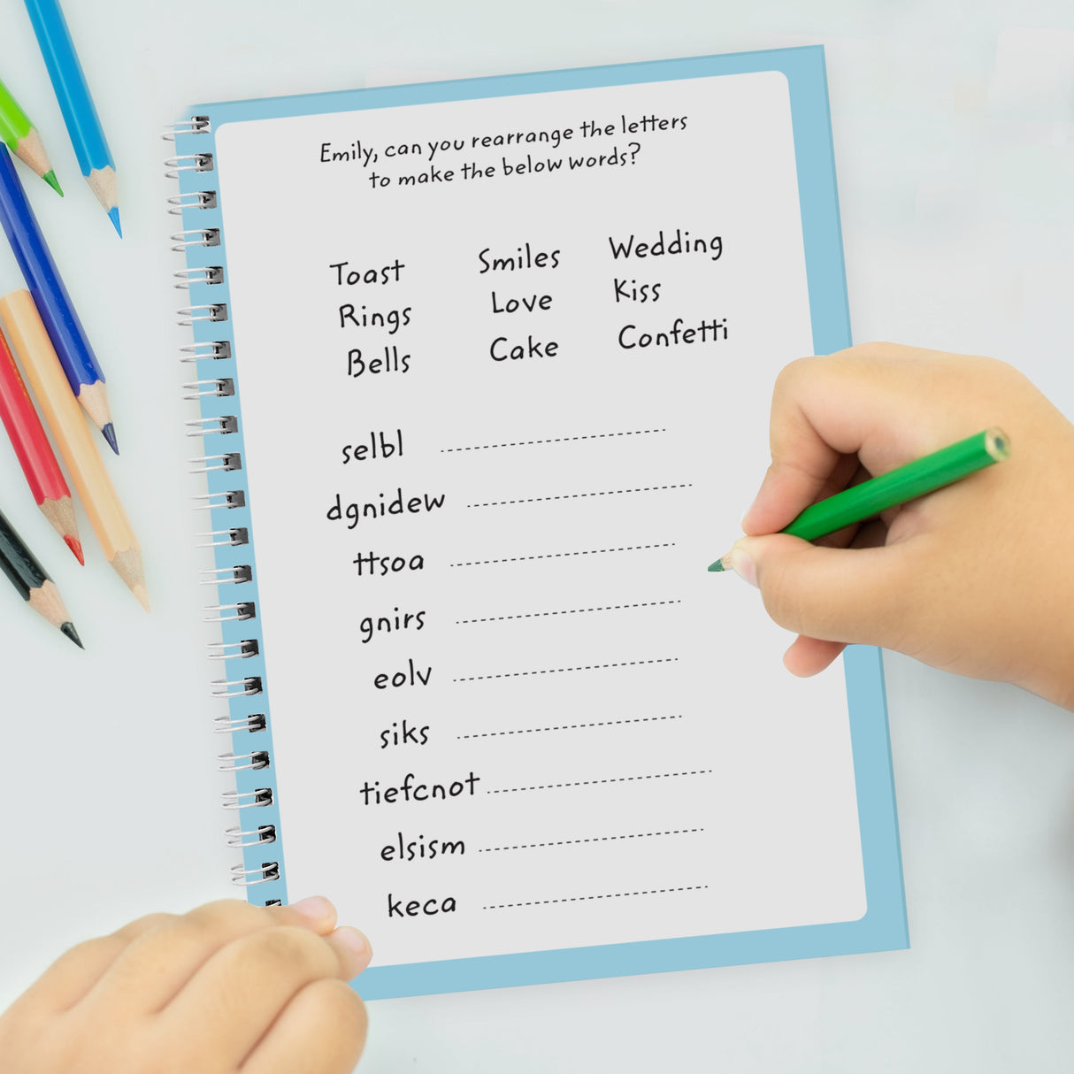 Personalised Wedding Activity A5 Notebook: 7 - Notebooks By Gift Moments