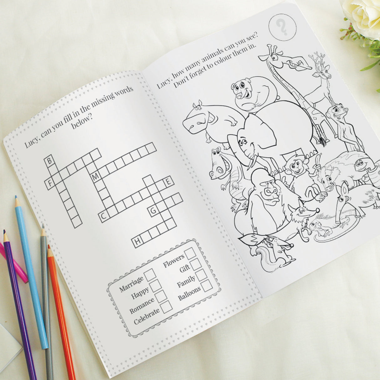 Personalised Wedding Activity Book for Girls - Shop Books At Gift Moments - 8