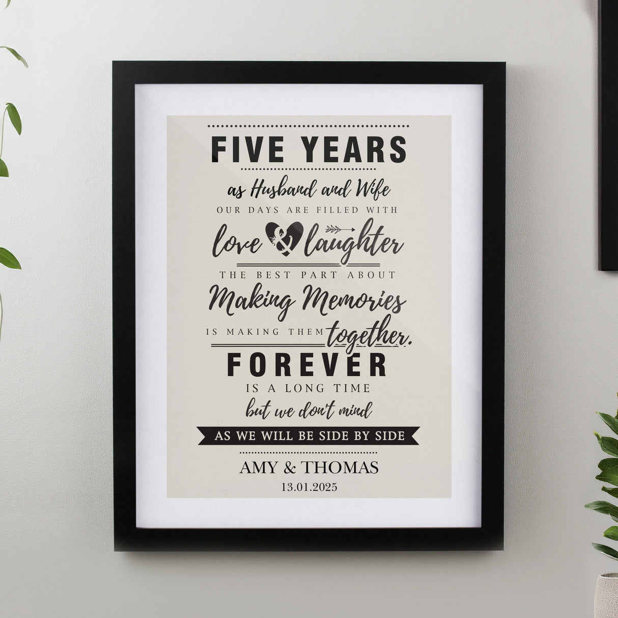 Personalised Wedding Anniversary Framed Prints: 2 - Black - Framed Prints By Gift Moments