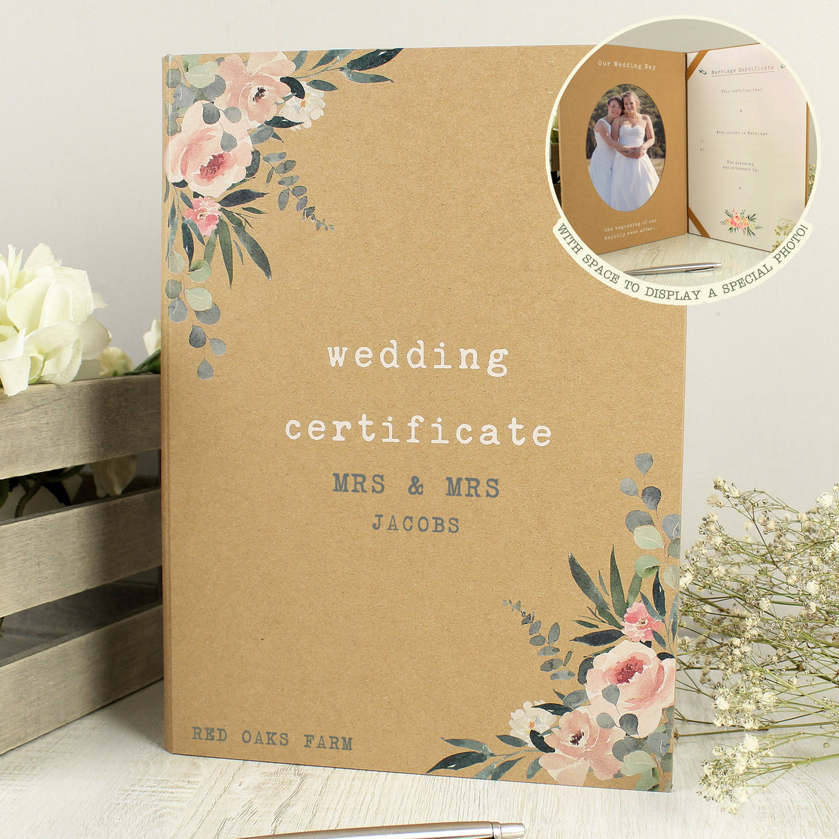 Personalised Wedding Certificate and Photo Display Book: 2 - Certificate Holders By Gift Moments