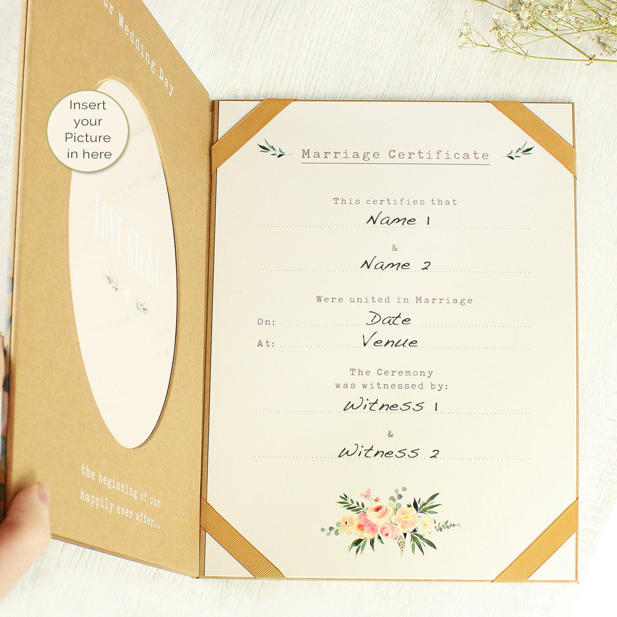 Personalised Wedding Certificate and Photo Display Book: 4 - Certificate Holders By Gift Moments