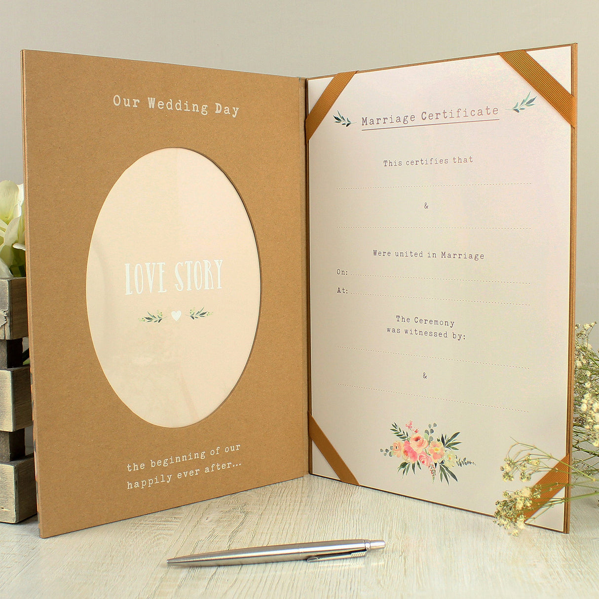 Personalised Wedding Certificate and Photo Display Book: 3 - Certificate Holders By Gift Moments