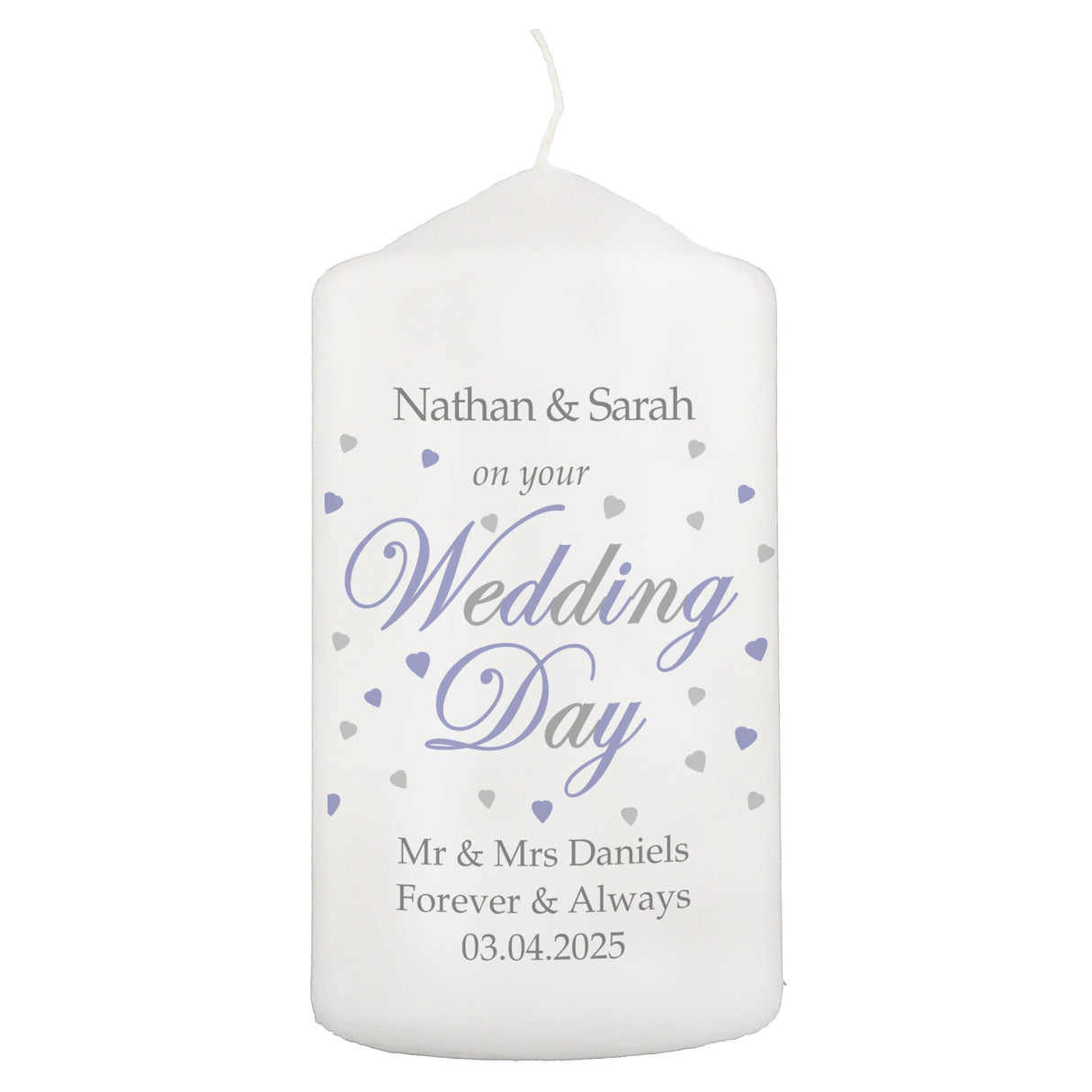 Personalised Wedding Day Pillar Candle: 5 - Candles By Gift Moments