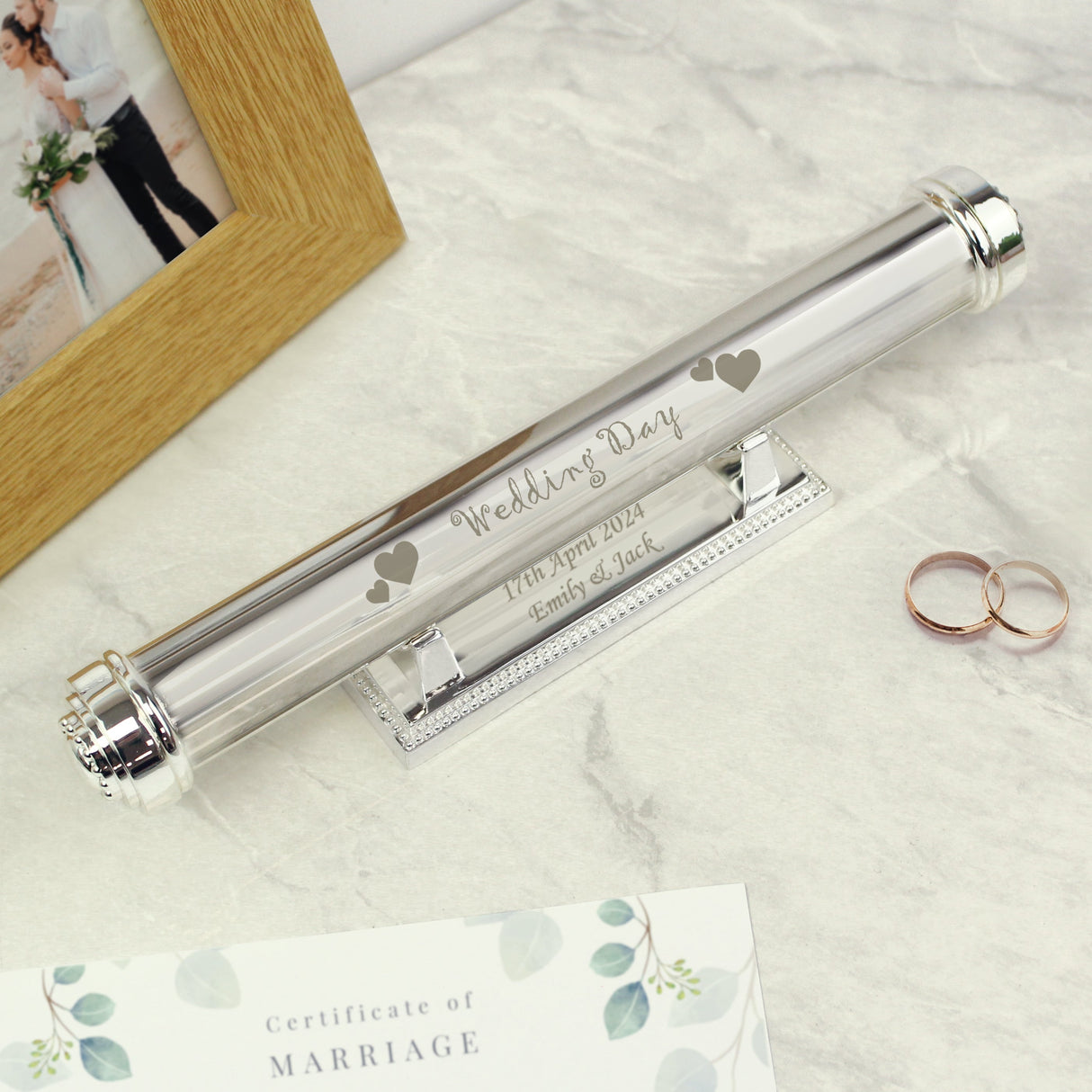 Personalised Wedding Day Silver Plated Certificate Holder - Shop Certificate Holders At Gift Moments - 5