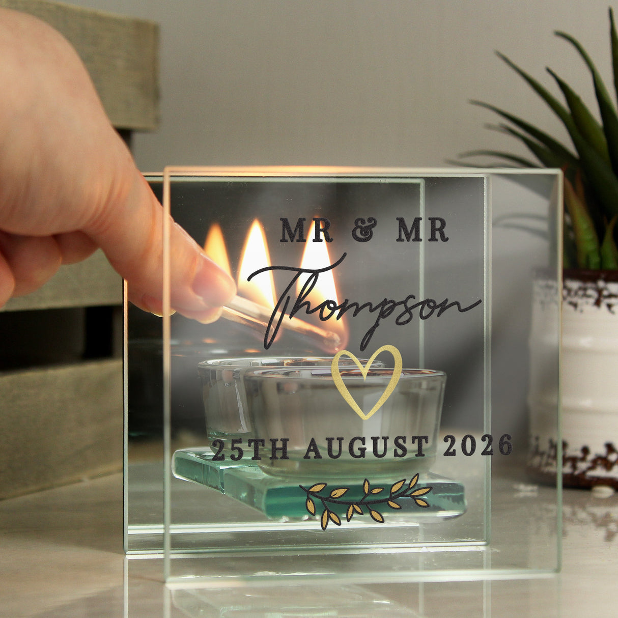 Personalised Wedding Mirrored Tealight Holder: 1 - Candle Holders By Gift Moments