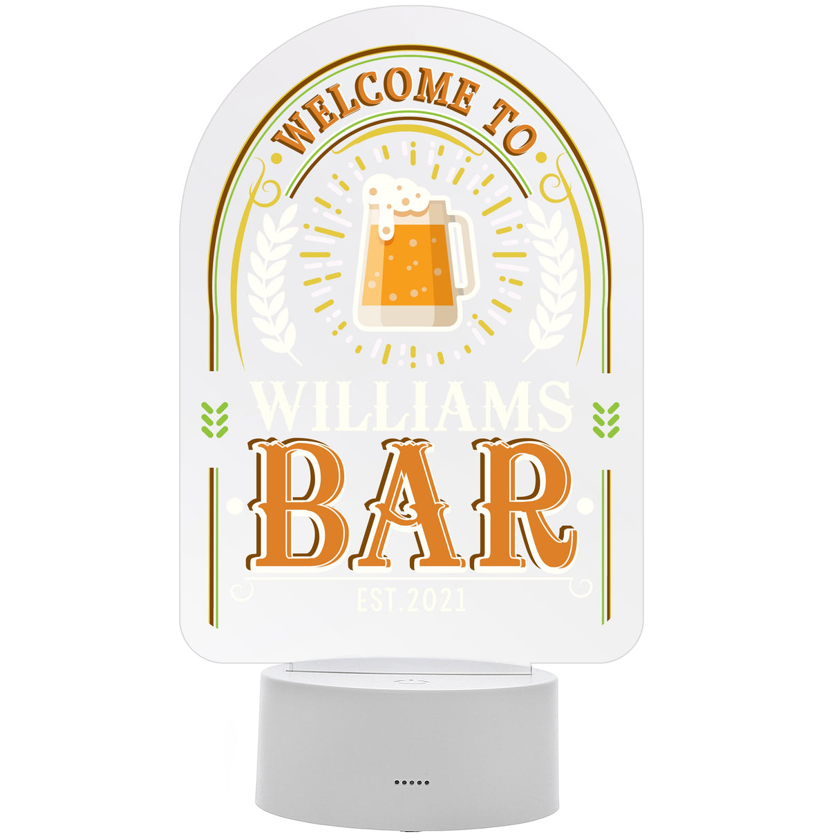 Personalised Welcome To... Bar LED Colour Changing Night Light: 5 - LED Lighting By Gift Moments