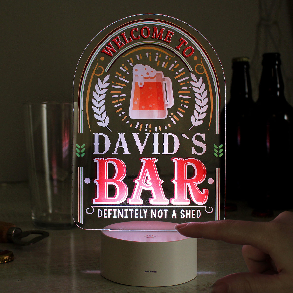 Personalised Welcome To... Bar LED Colour Changing Night Light: 4 - LED Lighting By Gift Moments