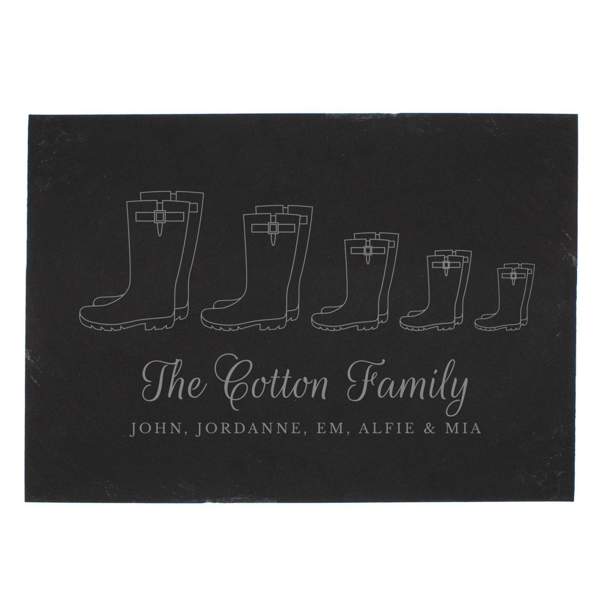Personalised Welly Boot Family of Five Slate - Shop Signs & Plaques At Gift Moments - 3
