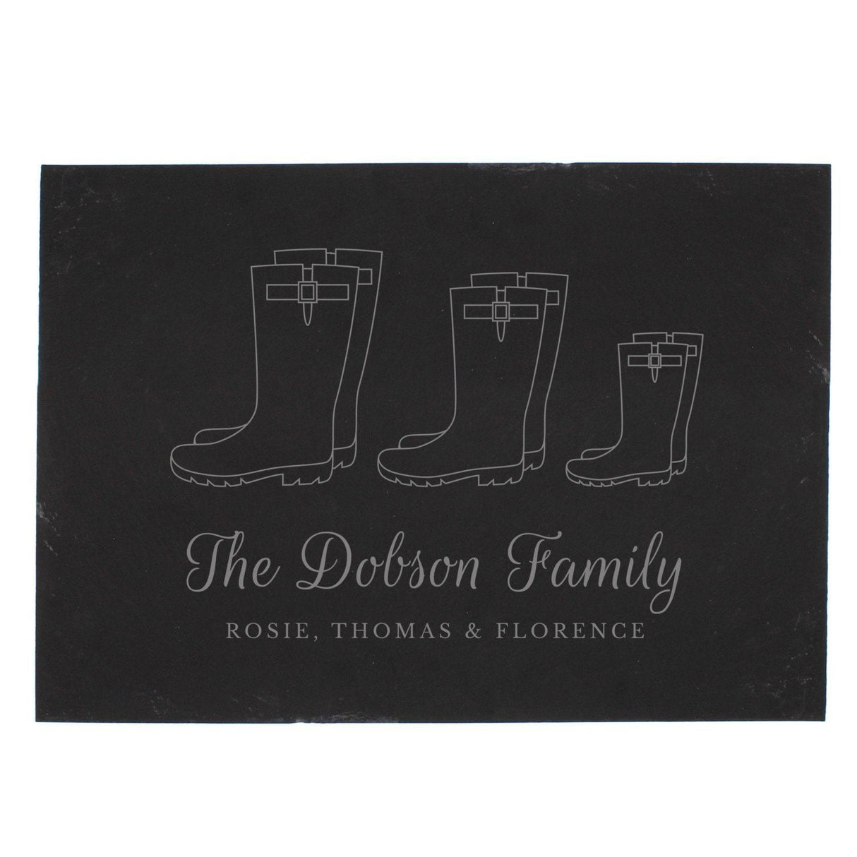 Personalised Welly Boot Family of Three Slate: 3 - Signs & Plaques By Gift Moments