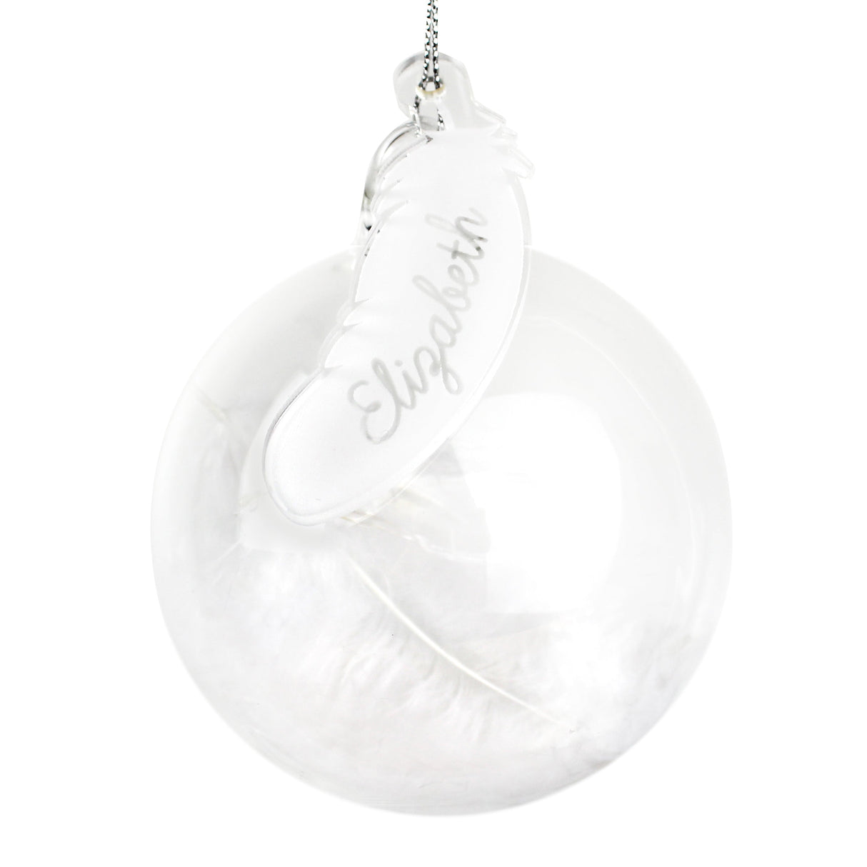 Personalised White Feather Glass Bauble: 2 - Christmas Baubles By Gift Moments