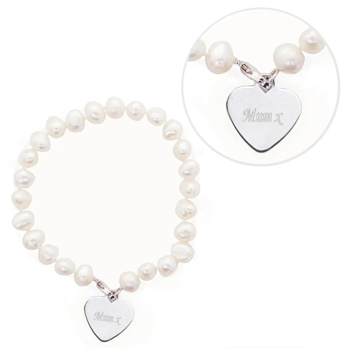Personalised White Freshwater Pearl Scripted Name Bracelet: 2 - Bracelets By Gift Moments