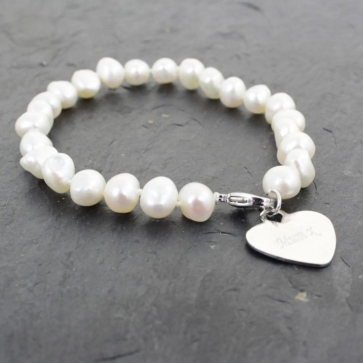 Personalised White Freshwater Pearl Scripted Name Bracelet: 1 - Bracelets By Gift Moments