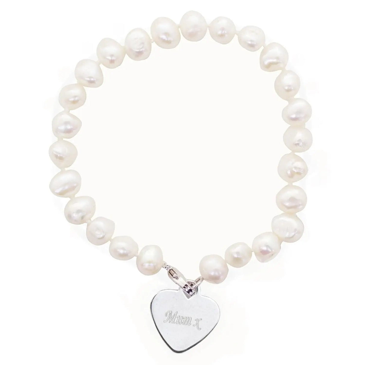 Personalised White Freshwater Pearl Scripted Name Bracelet: 3 - Bracelets By Gift Moments