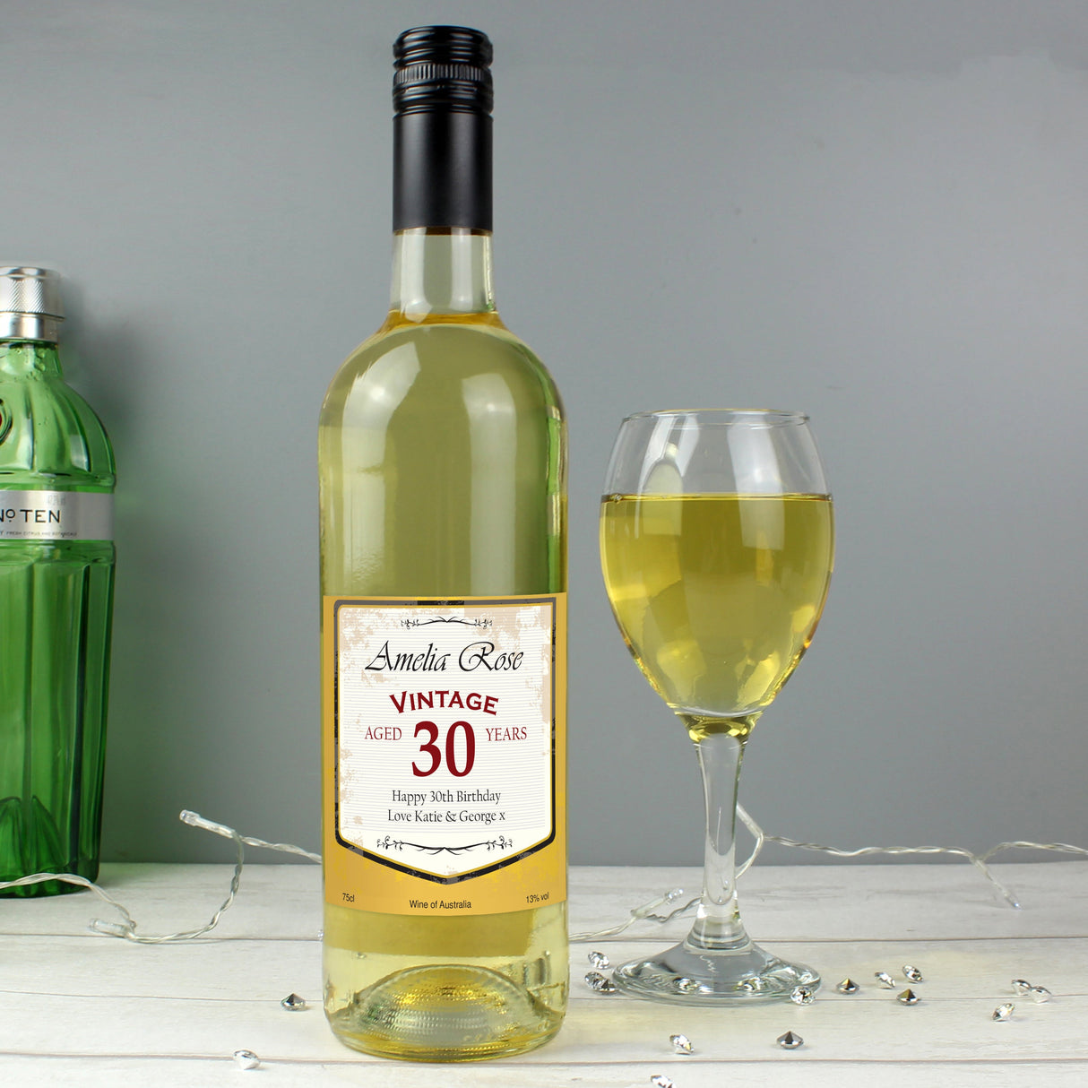 Personalised White Wine Vintage Age Label: 1 - Wine By Gift Moments