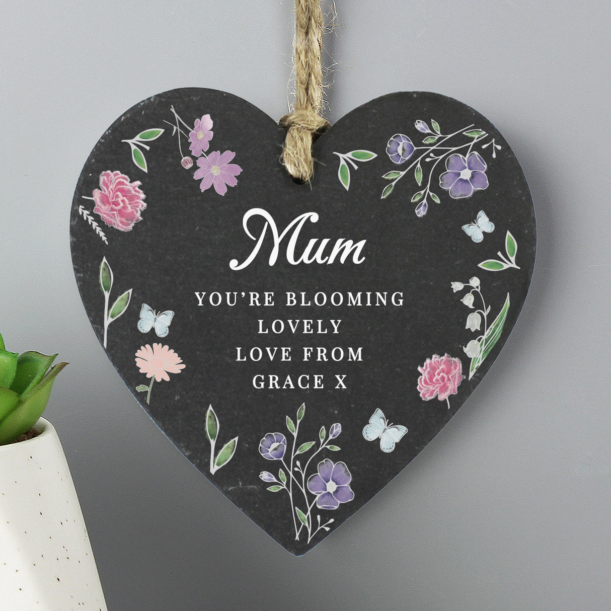 Personalised Wild Flowers Slate Heart - Shop Decorations At Gift Moments - 3