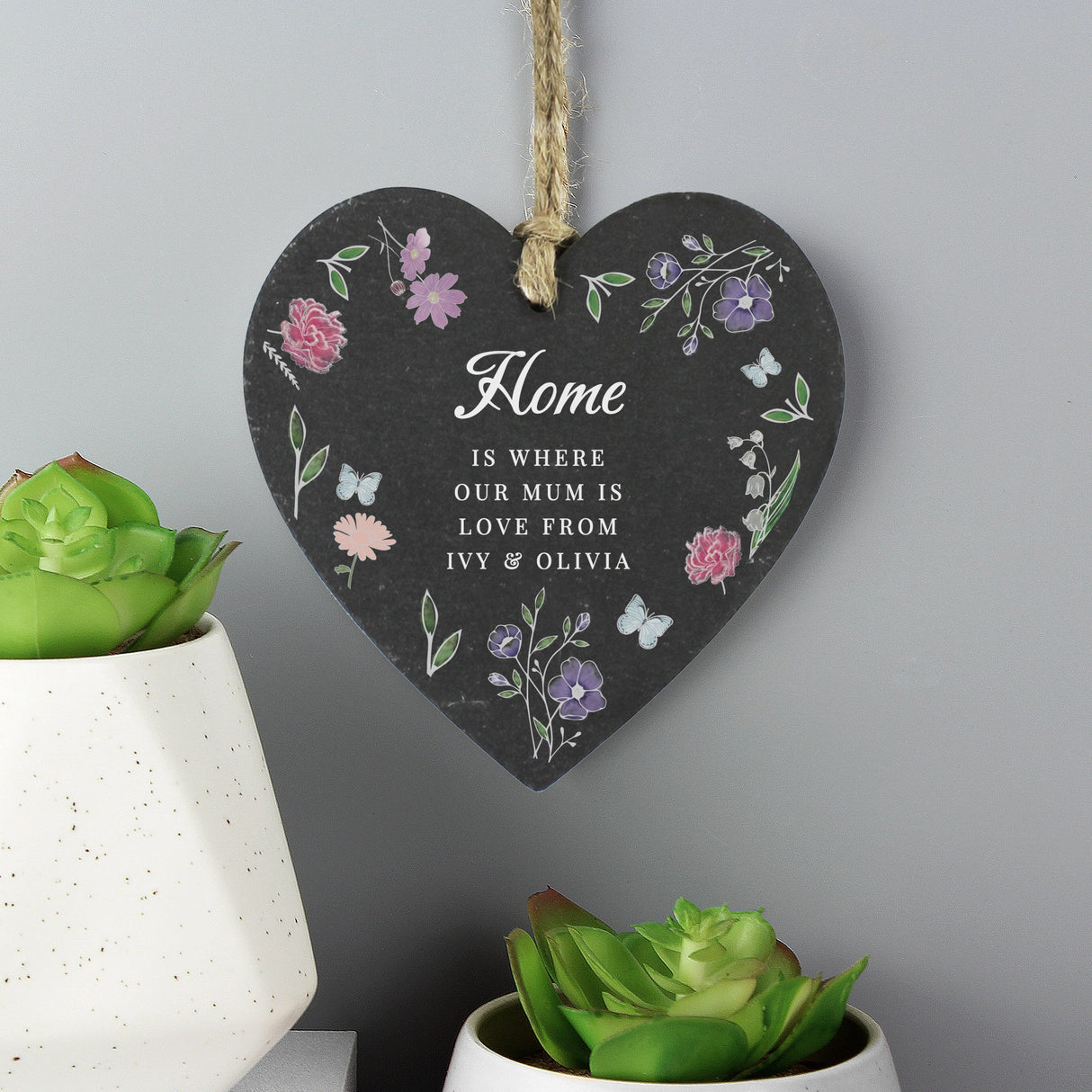 Personalised Wild Flowers Slate Heart - Shop Decorations At Gift Moments - 2