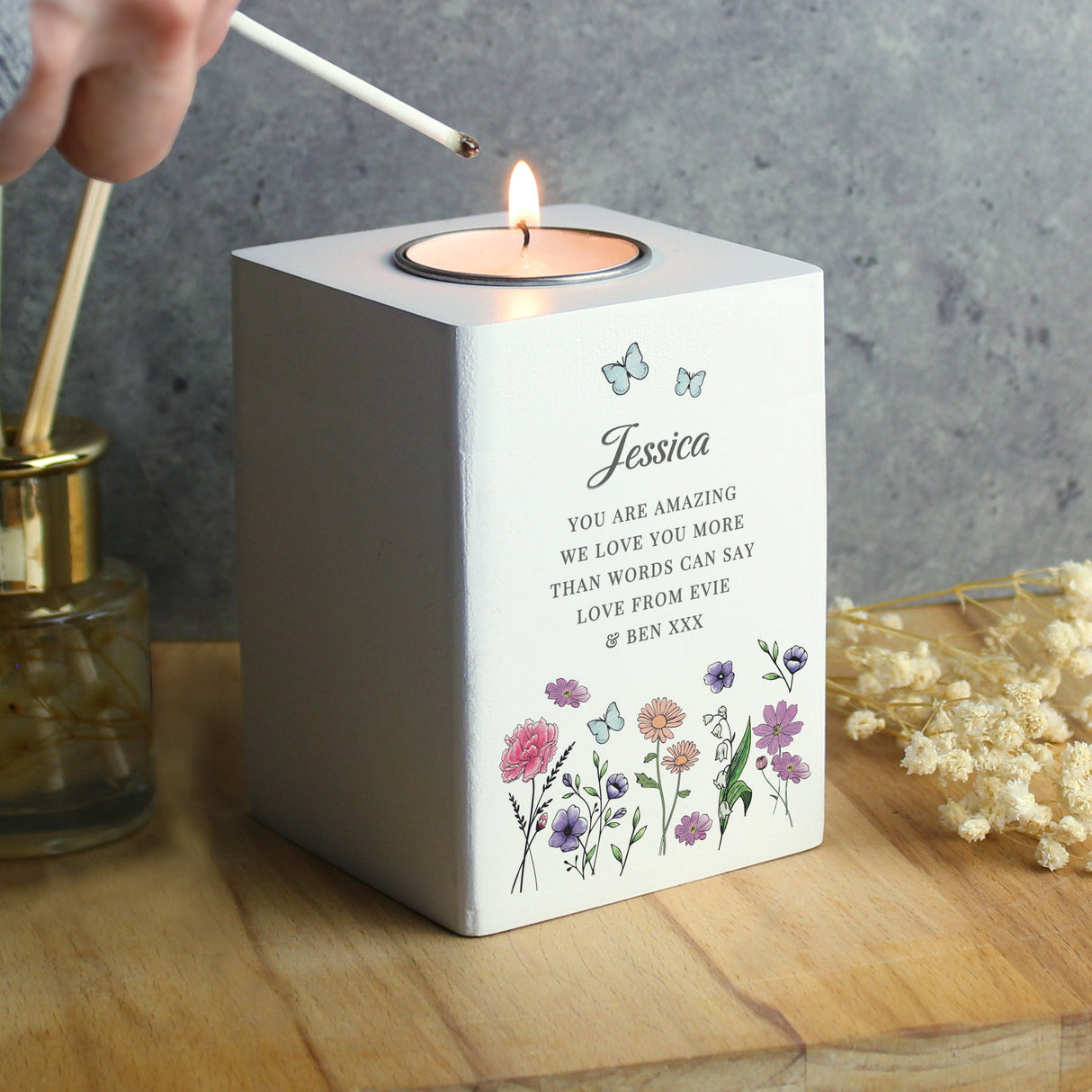 Personalised Wild Flowers Tealight Holder - Shop Candle Holders At Gift Moments - 3