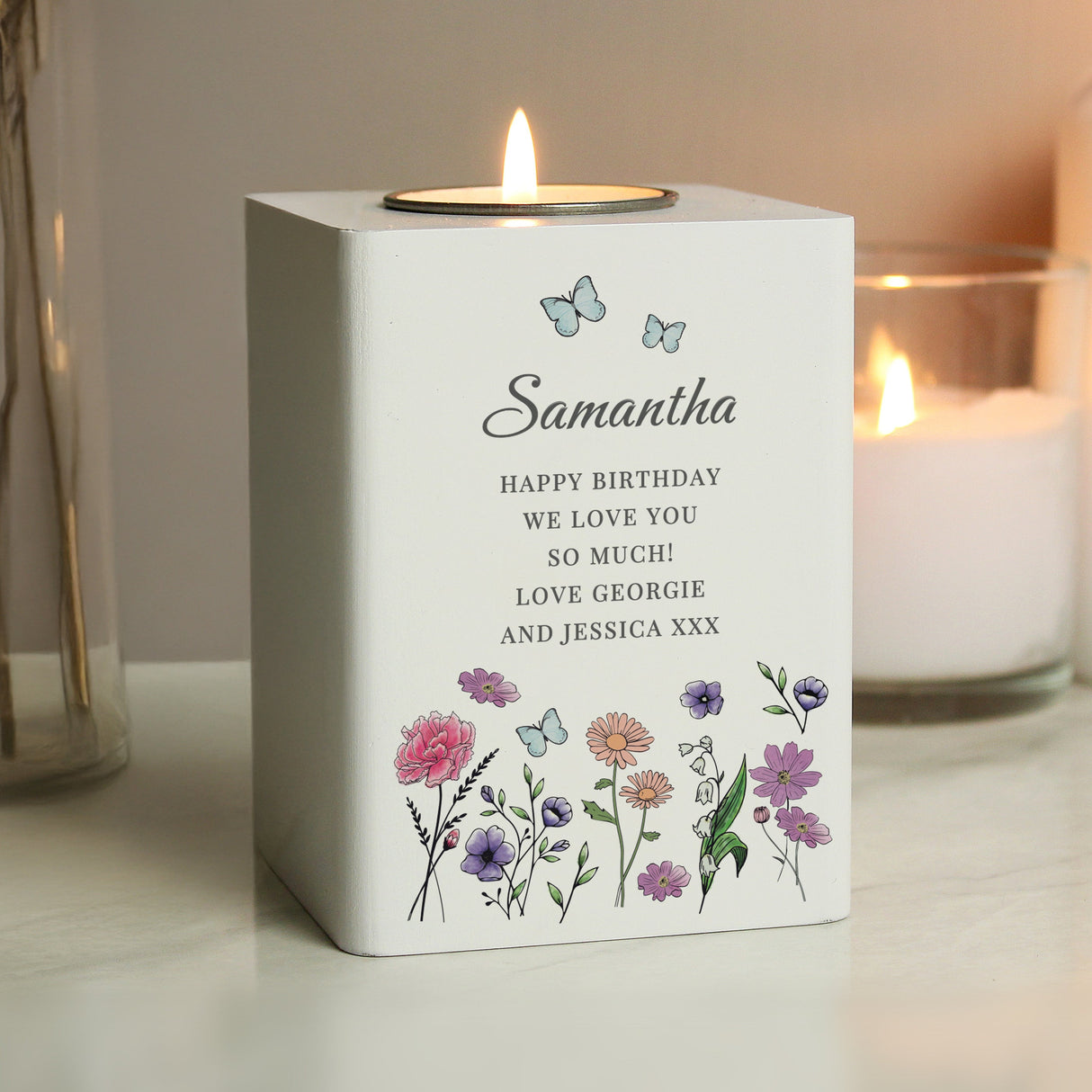 Personalised Wild Flowers Tealight Holder - Shop Candle Holders At Gift Moments - 4
