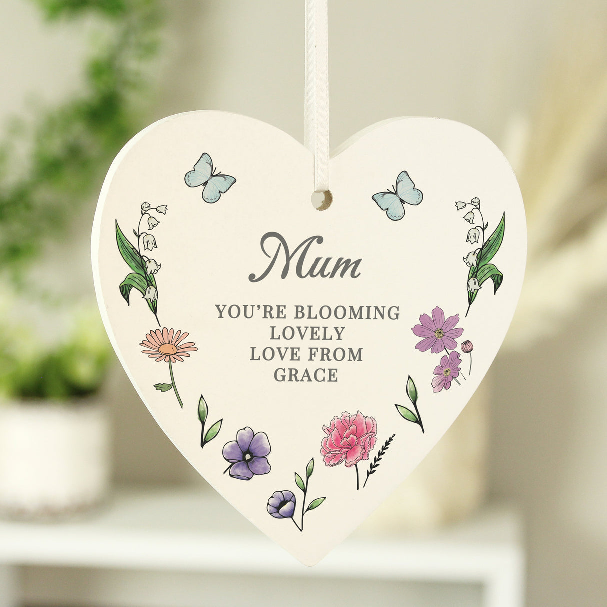 Personalised Wild Flowers Wooden Heart - Shop Decorations At Gift Moments - 2