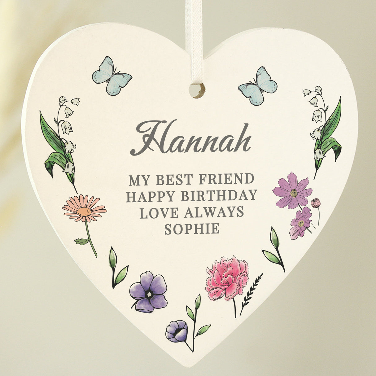 Personalised Wild Flowers Wooden Heart - Shop Decorations At Gift Moments - 3