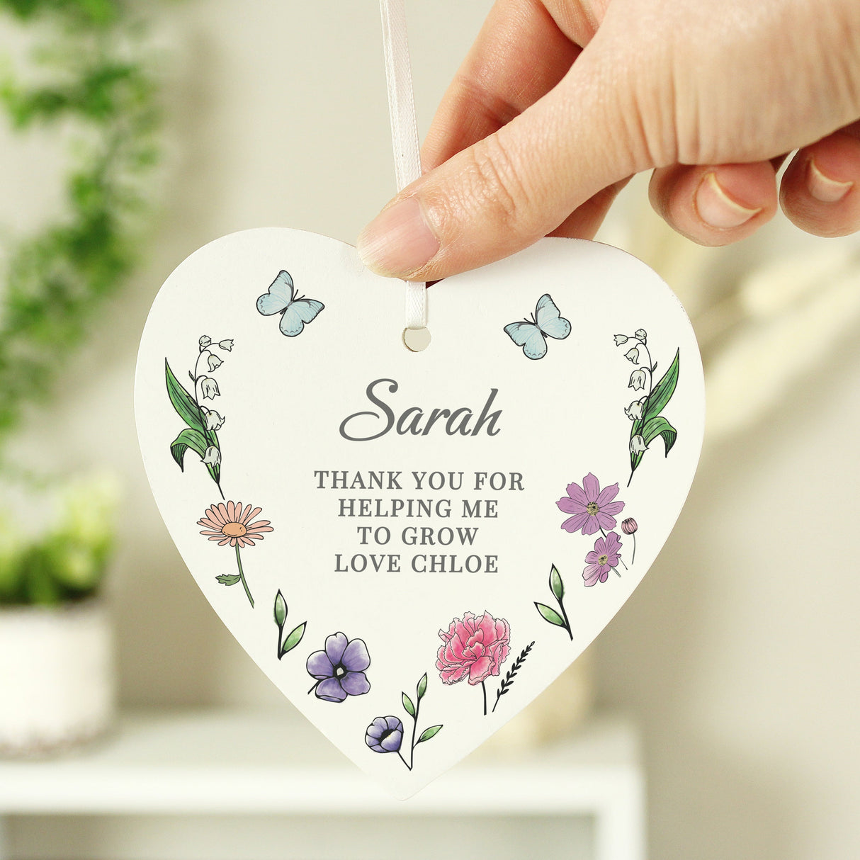 Personalised Wild Flowers Wooden Heart - Shop Decorations At Gift Moments - 4